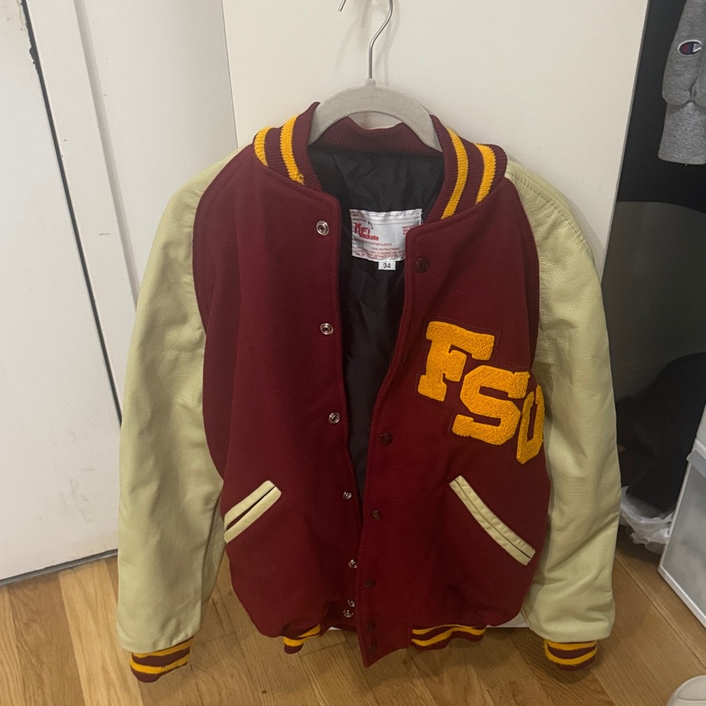FSU Varsity Jacket with Cream Sleeves
